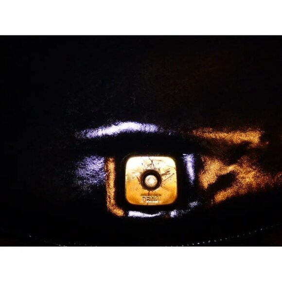 Fendi Navy Leather Stylized Fan 2-way Crossbody or Clutch - Picture 4 of 11